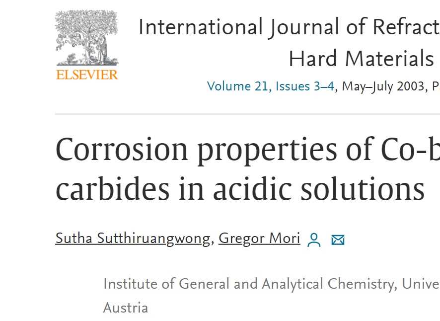 Corrosion properties of Co-based cemented carbides in acidic solutions