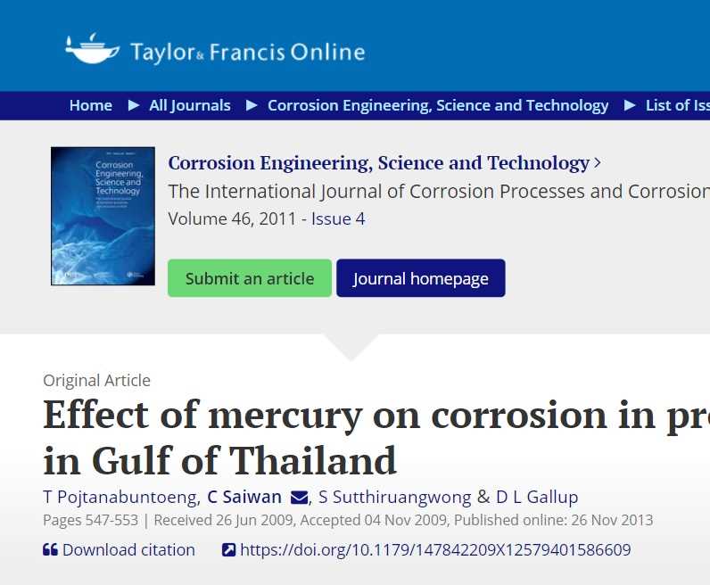 Effect of mercury on corrosion