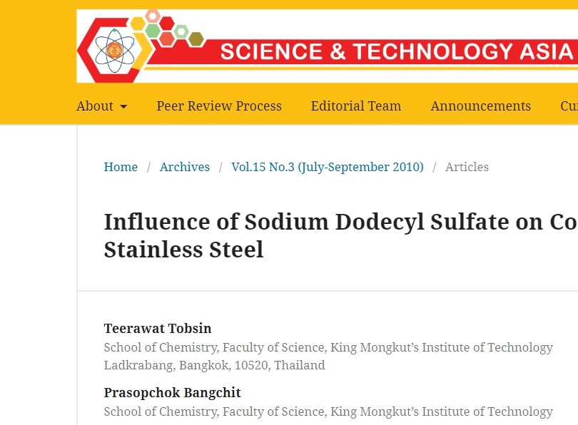 Influence of sodium dodecyl sulfate on corrosion