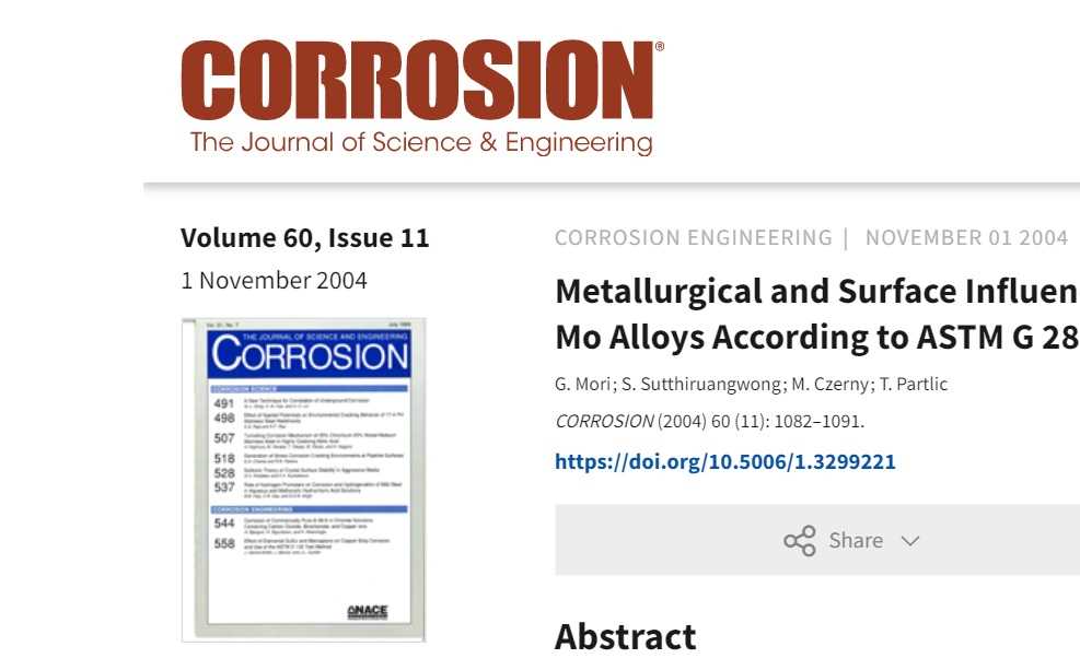 Metallurgical and surface influence on corrosion resistance of Ni-Cr-Mo alloys according to ASTM G28